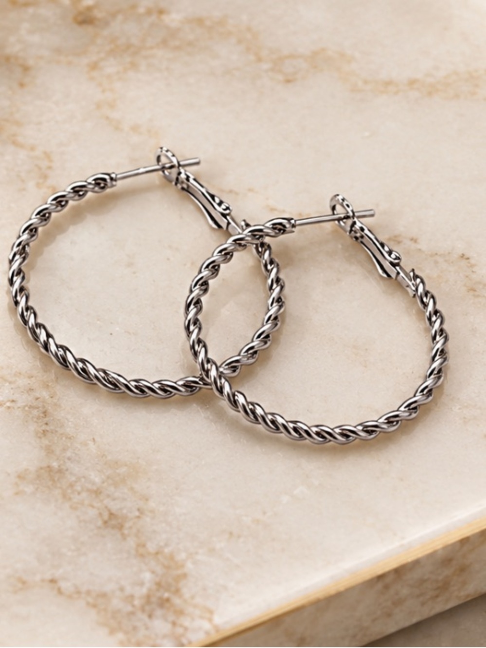 Silver Hoop Earrings 1.5 inches